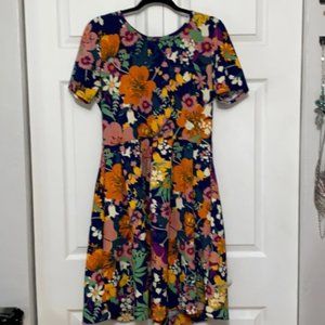 Navy Floral Lularoe Amelia Dress